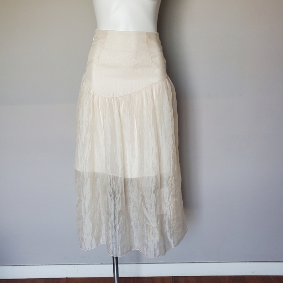 Fairy Jiang Chiffon Cream Midi Skirt NWT - Picture 2 of 11